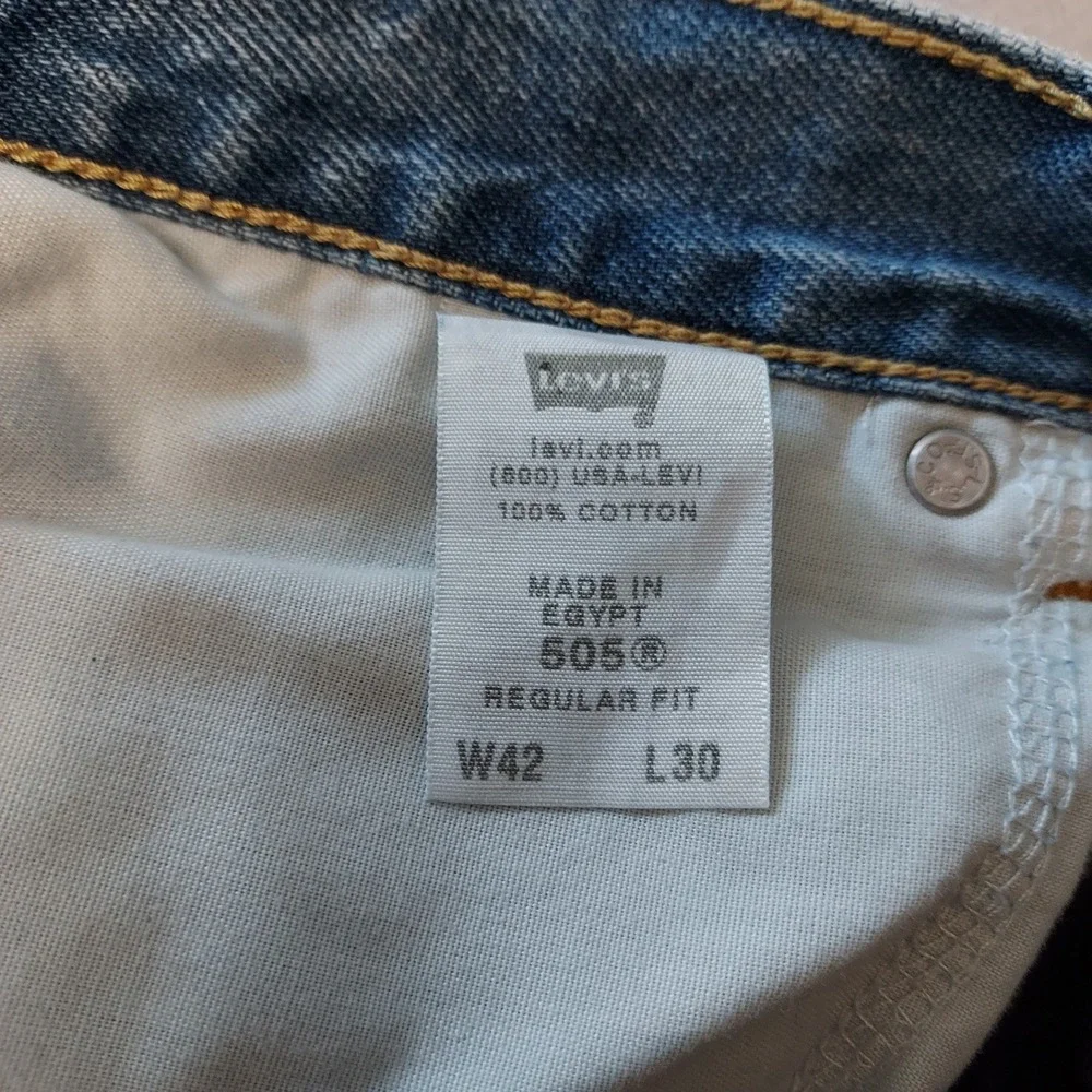 Levis 505 Regular Fit Mens Jeans 42x30 Medium Wash Blue Straight Leg Denim